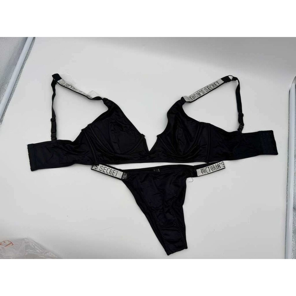 Victoria's Secret Classic Black Lingerie Set - Bra 38C &‎ Panty XL NWT